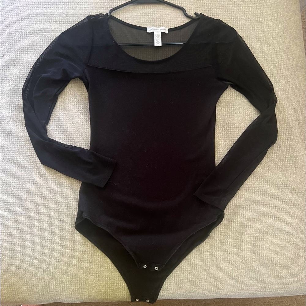 Black long sleeve mesh sleeve bodysuit
